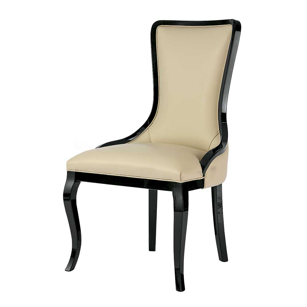 Esszimmer Polsterstuhl in Beige und Schwarz - Woodny