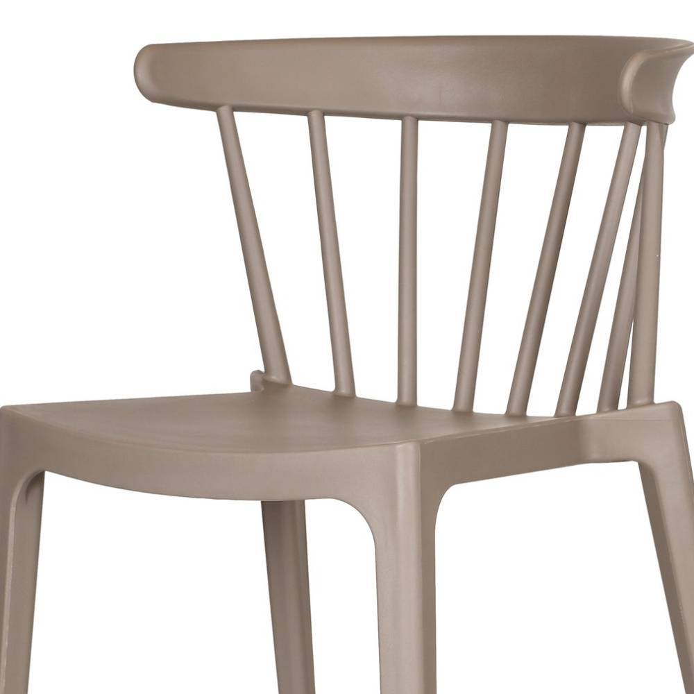 Taupe Outdoor-Stapelstuhl im 2er Set mit runder Rückenlehne und stabiler Sitzfläche – Oney