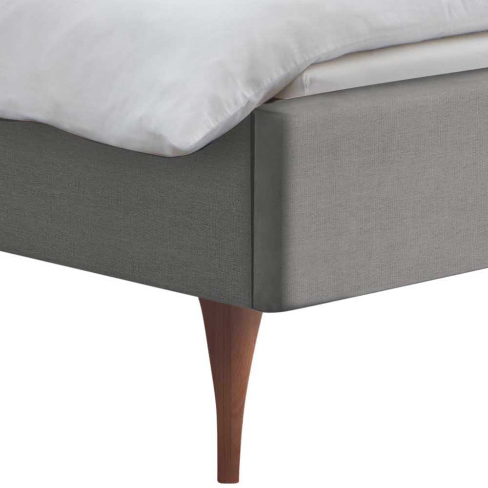 Elegantes Polsterbett in Grau und Kernbuche - Silka