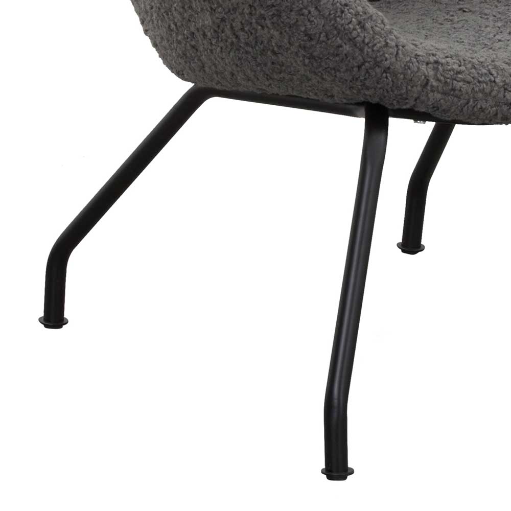 Stylischer Sessel mit grauem Plüsch bezogen - Simple