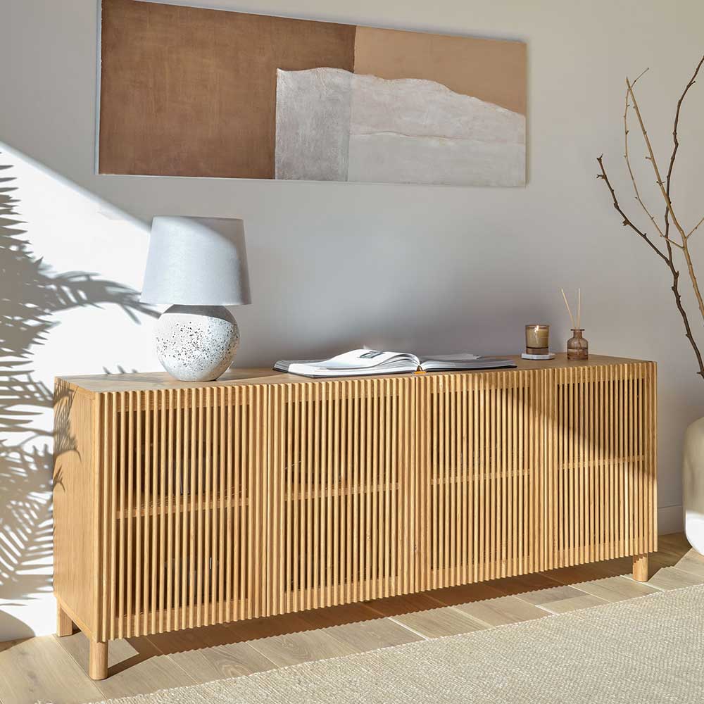 180x72x43 Sideboard mit vier Lamellen Türen - Azuro