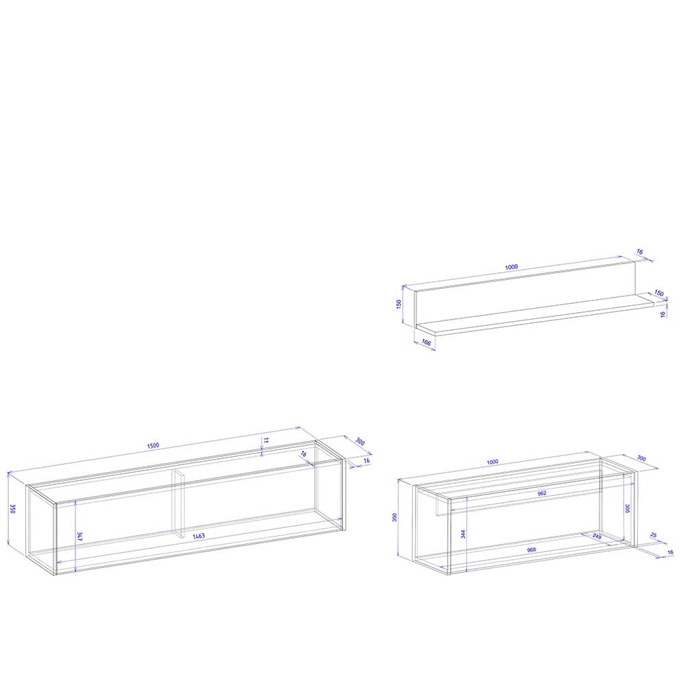 Hängende TV Anbauwand Möbel - Ahilav (dreiteilig)