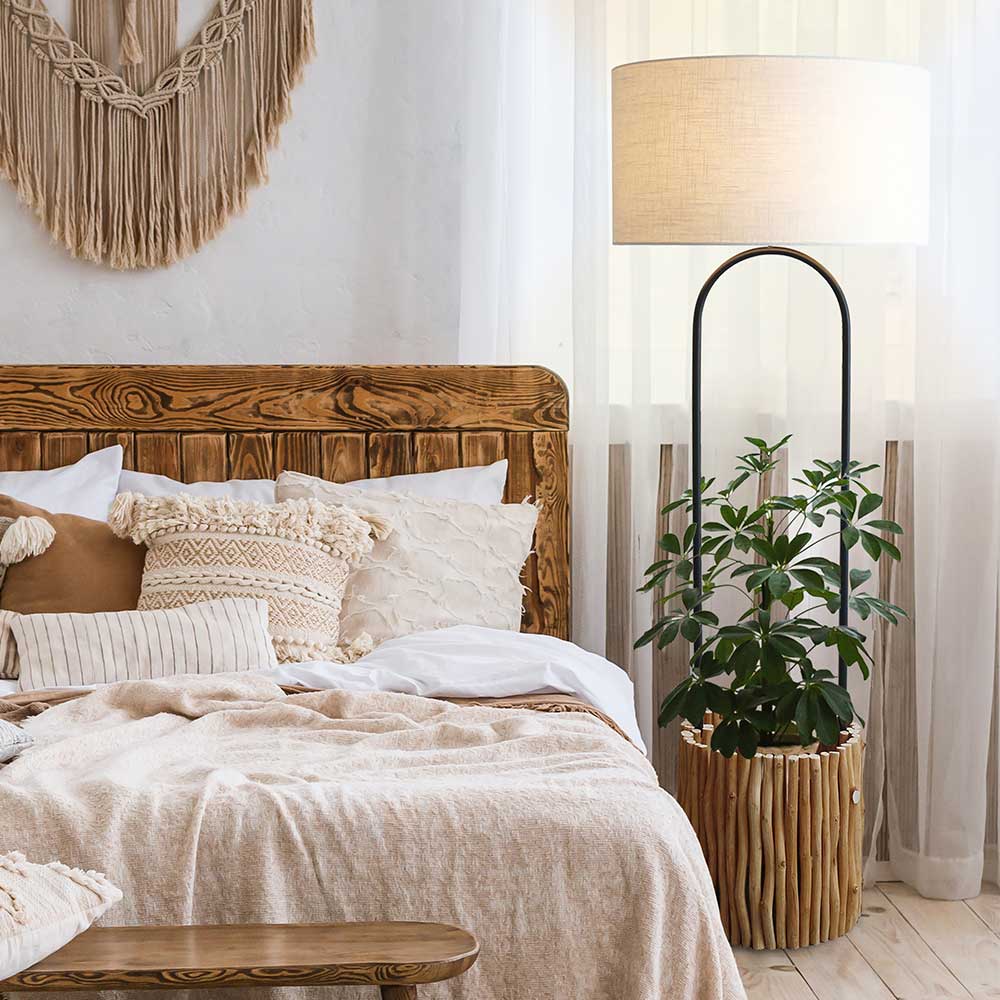 Scandi Chic Stehleuchte in Creme - Acacios
