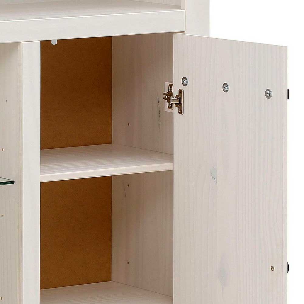 120x130x35 Landhaus Highboard in Weiß - Manduza