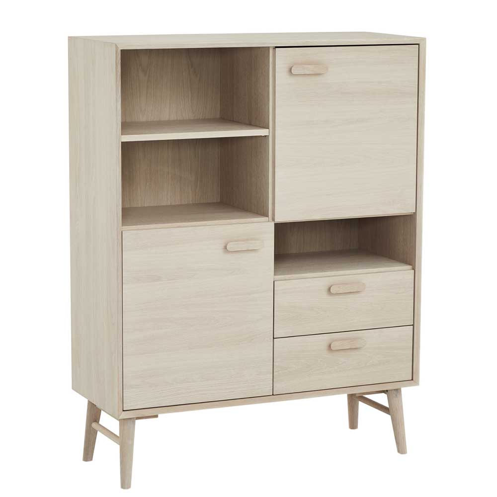 Skandi Highboard in Eiche Weiß - Lametla