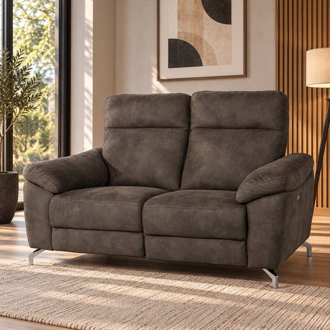 Braunes 2er Sofa mit Relaxfunktion - Extrados