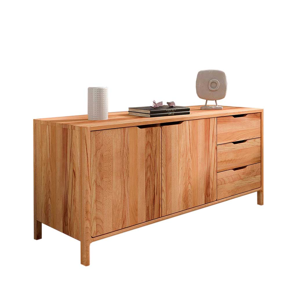 Holz Sideboard mit zwei Türen und drei geräumigen Schubladen als moderne Kommode – Lana
