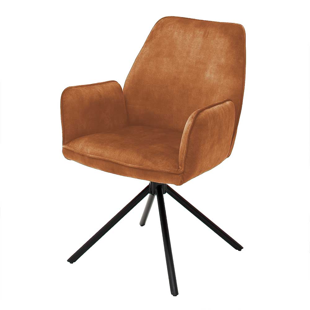 Drehbarer Tischsessel in Ocker - Aron (2er Set)