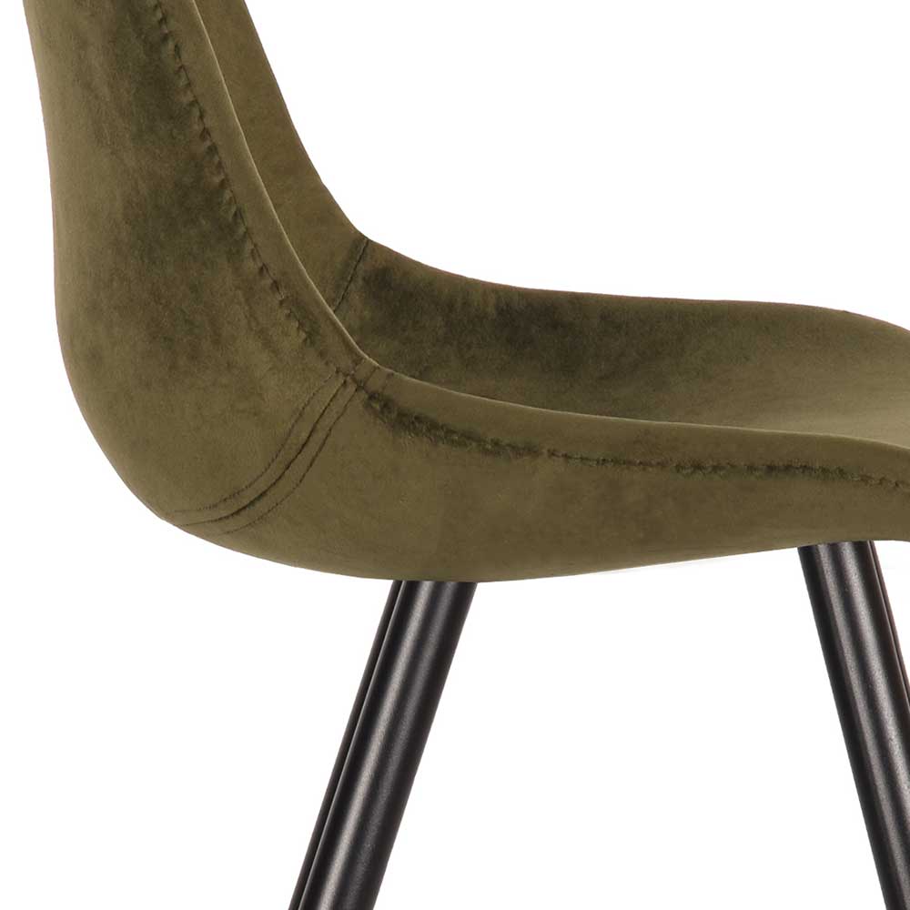 Skandi Design Esstischstuhl in Oliv Grün Samt - Kendo (2er Set)