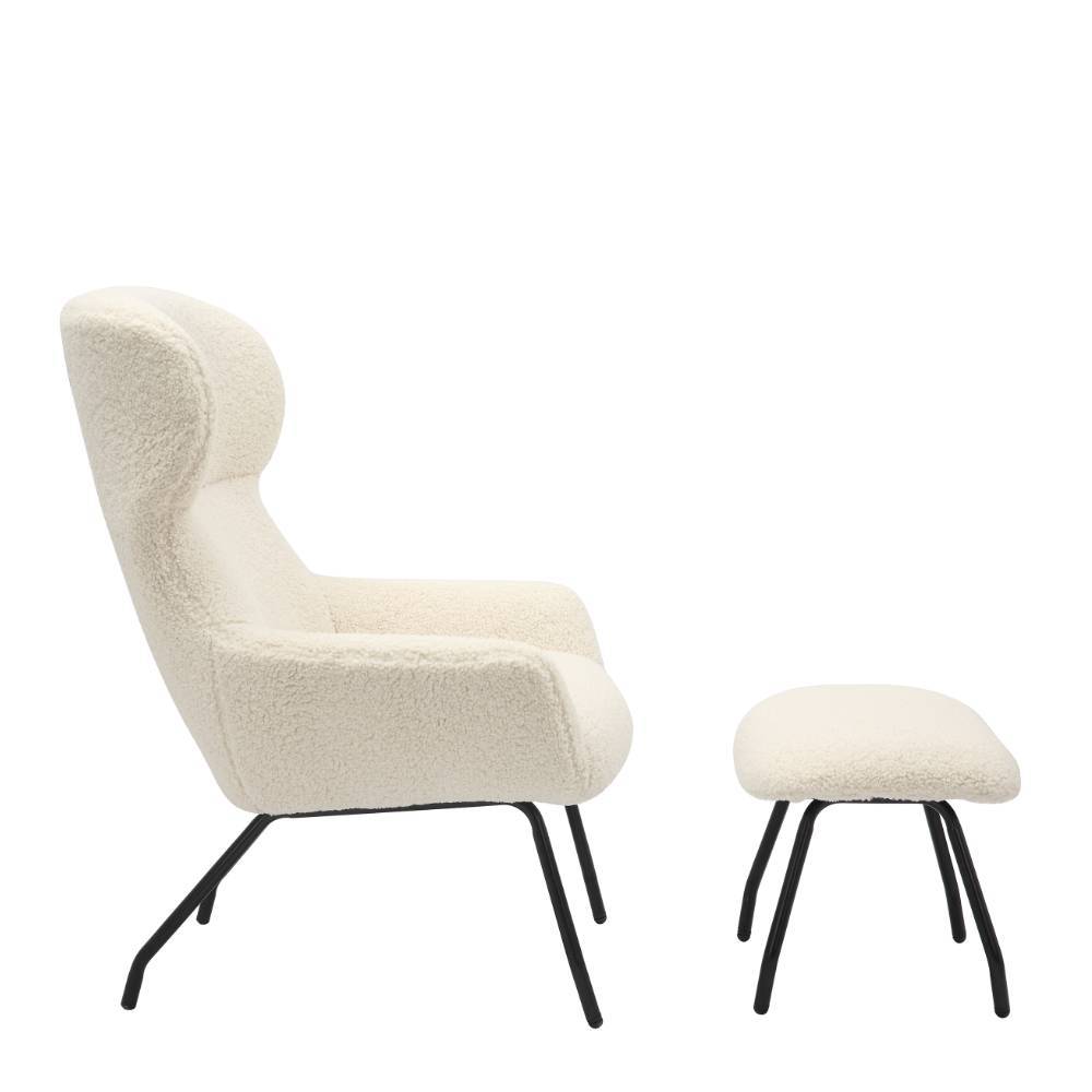 Skandi Sessel mit Hocker Set - Estoron (zweiteilig)
