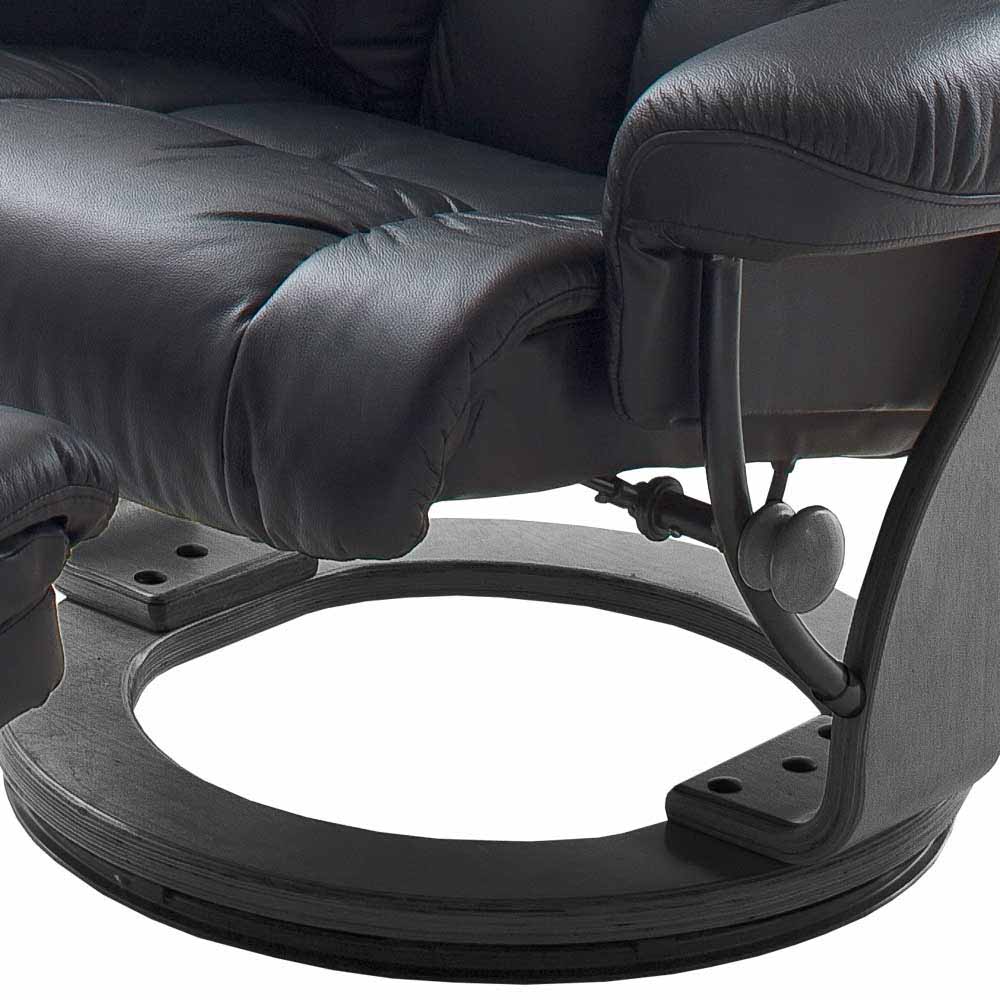 Ruhesessel & Fußhocker mit Leder in Schwarz Ambros Sessel drehbar (zweiteilig)