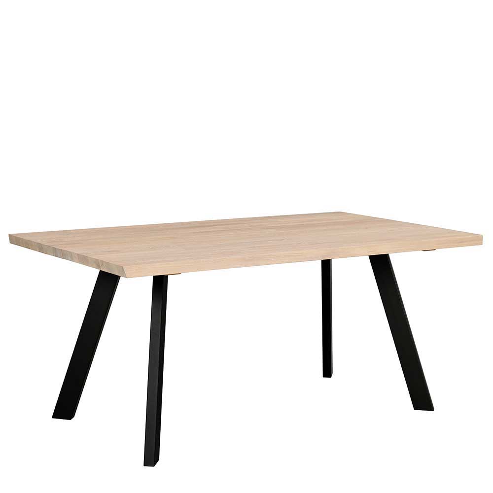 White Wash Eiche Tisch mit 4 Stühlen - Pulva (fünfteilig)