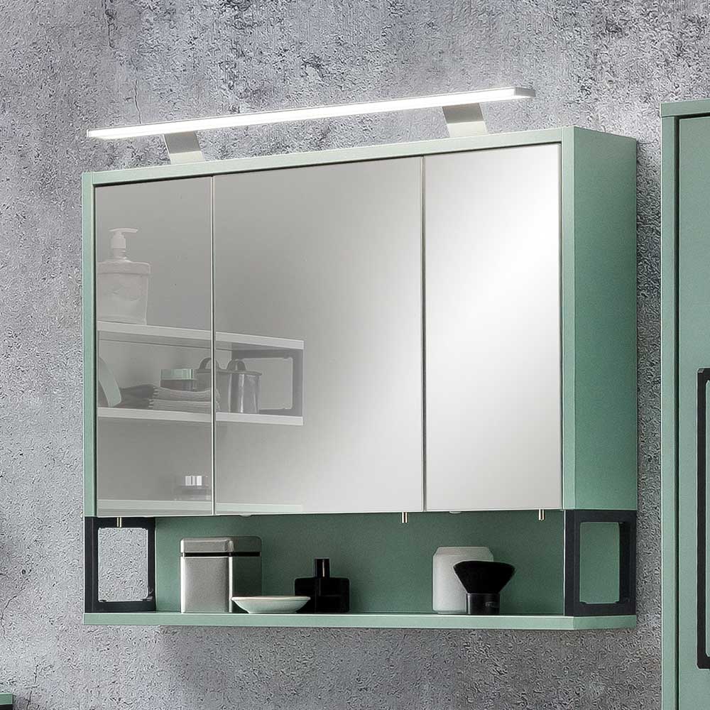 Bad 3-türiger Spiegelschrank in Mint Grün - Esdrus