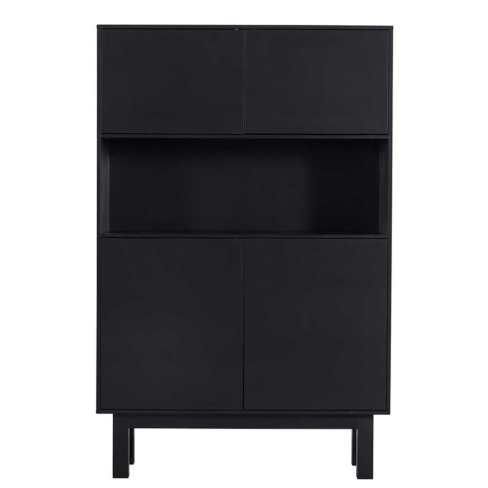 110x170x40 Schrank in Schwarz aus Holz teilmassiv - Niwidus