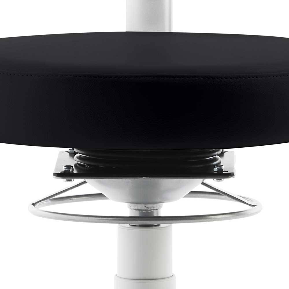 Bürohocker mit Lehne in Kunstleder Schwarz - Romus
