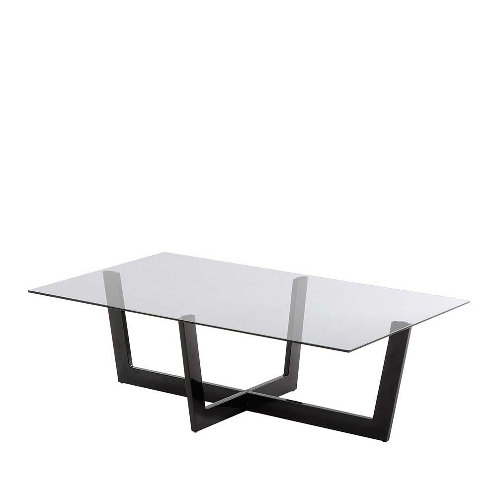 Rauchglas Couchtisch mit Gestell Schwarz - Loisava