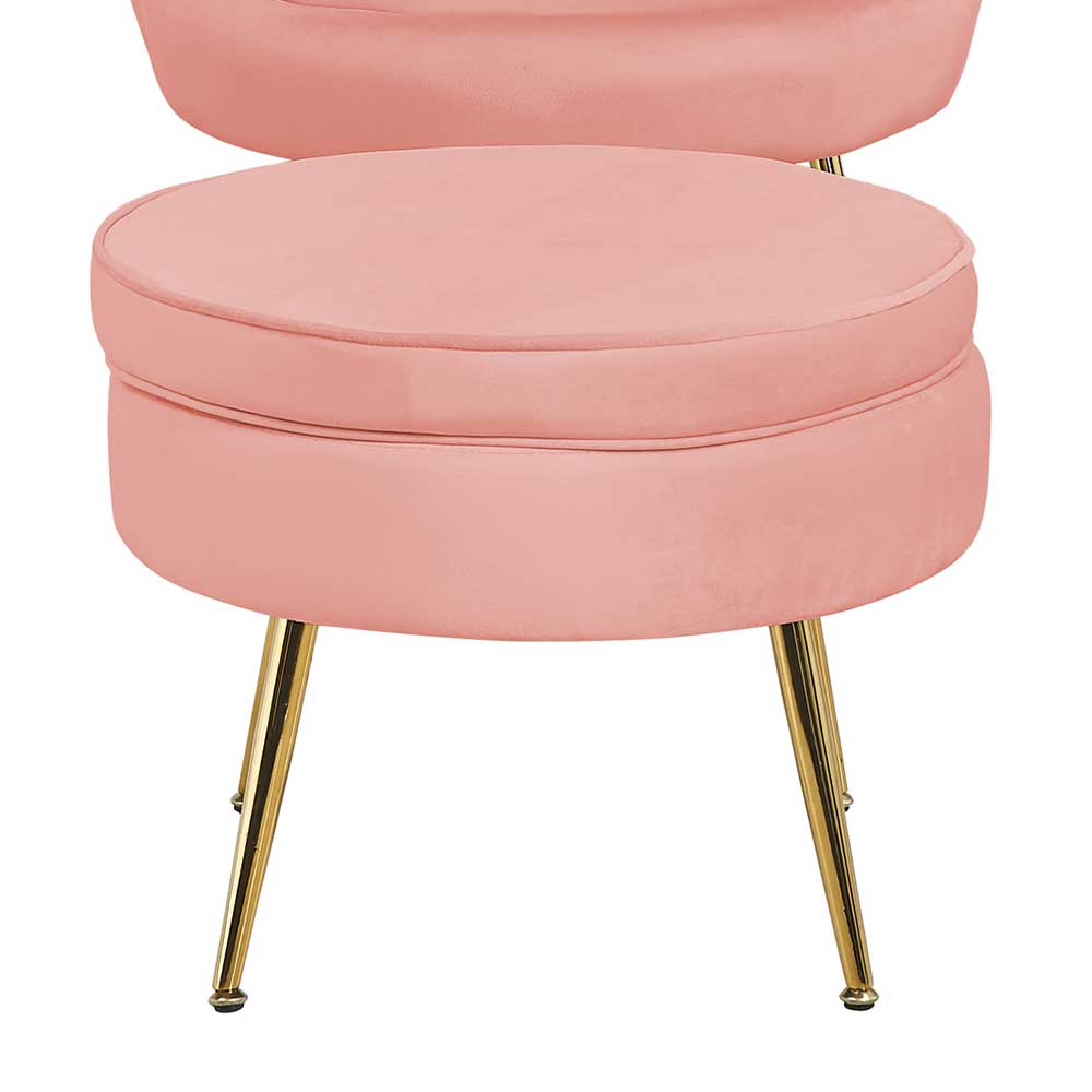 Beistellhocker in Rosa Samt - Griffin