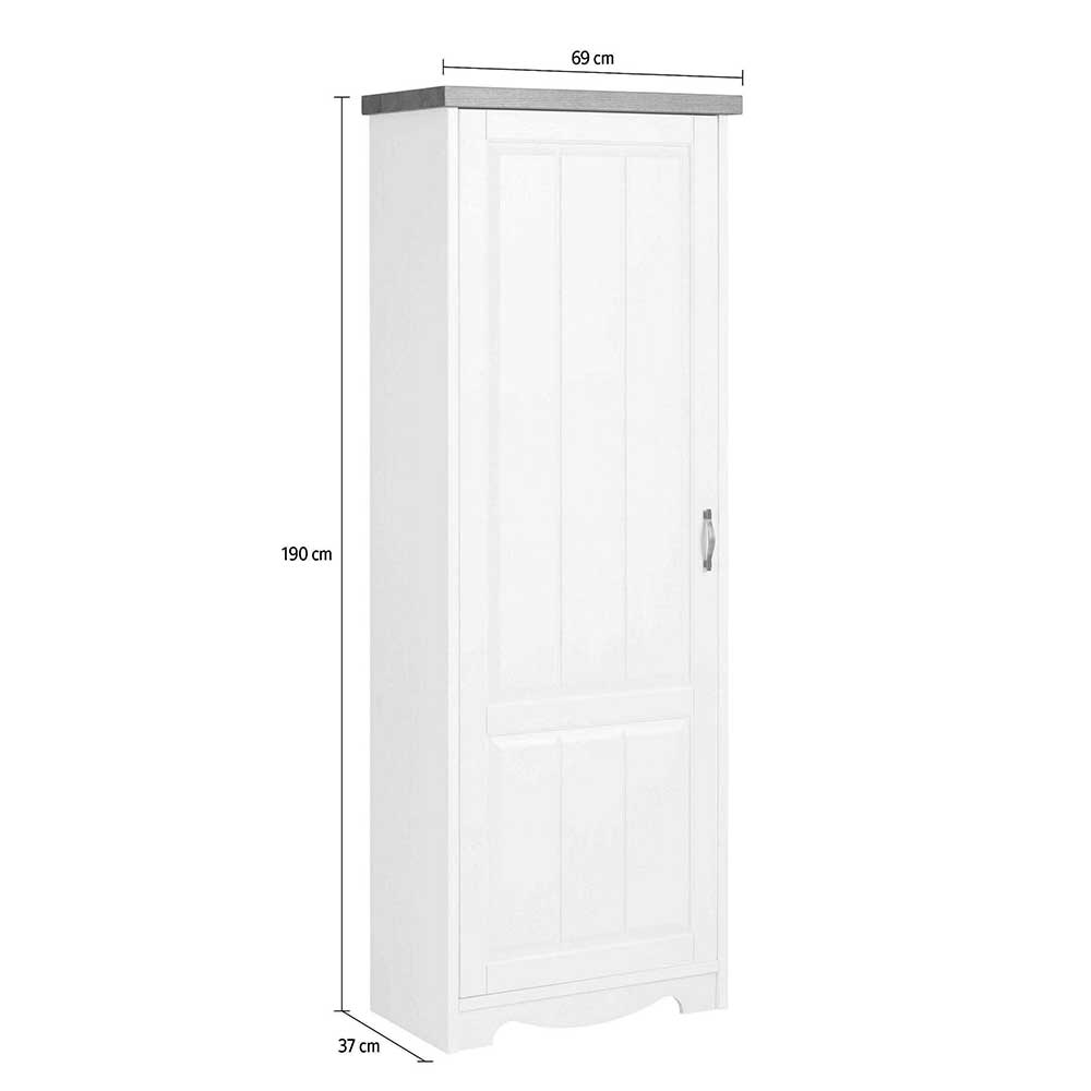 69x190x37 1-türiger Garderobenschrank massiv - Ostanzia