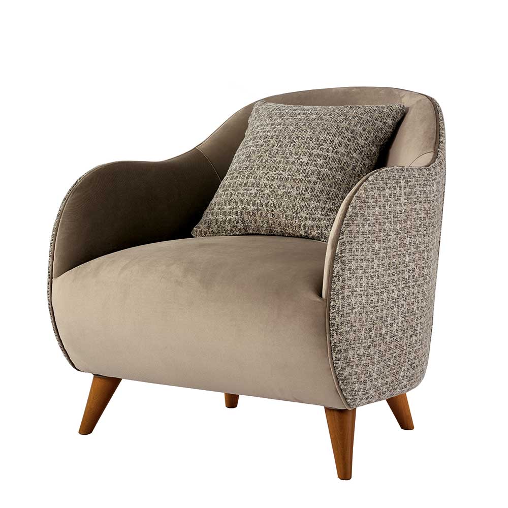 Extravaganter Design Sessel in Beige und Hellbraun - Maria