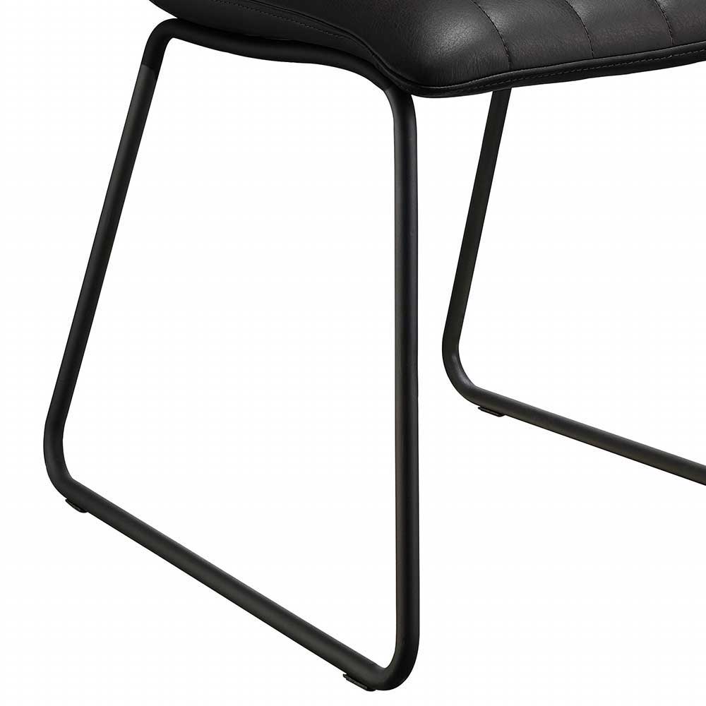 Design Lederstuhl in Schwarz - Miarizia (2er Set)