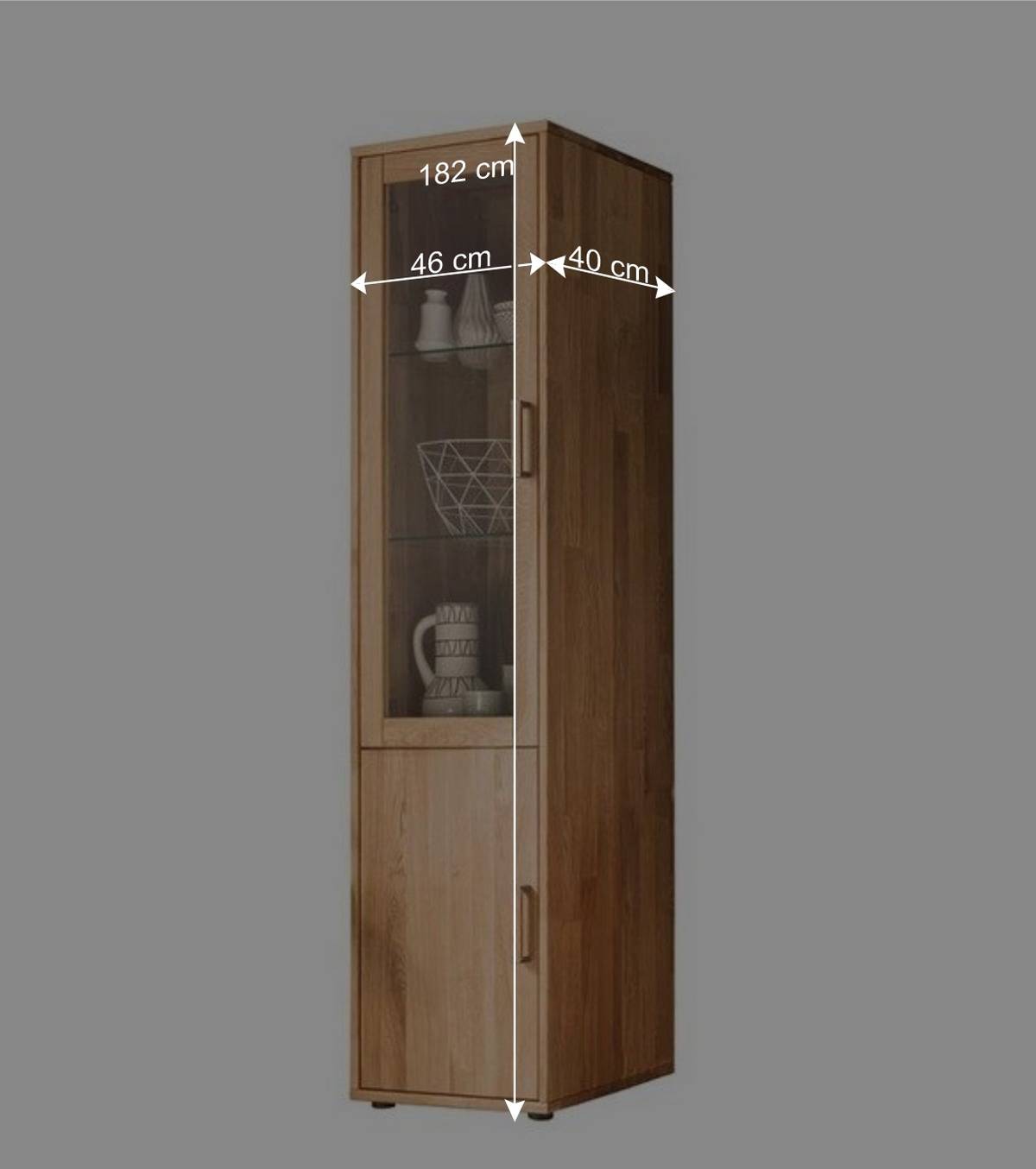 Wohnwand Standvitrine aus Holz - Teano
