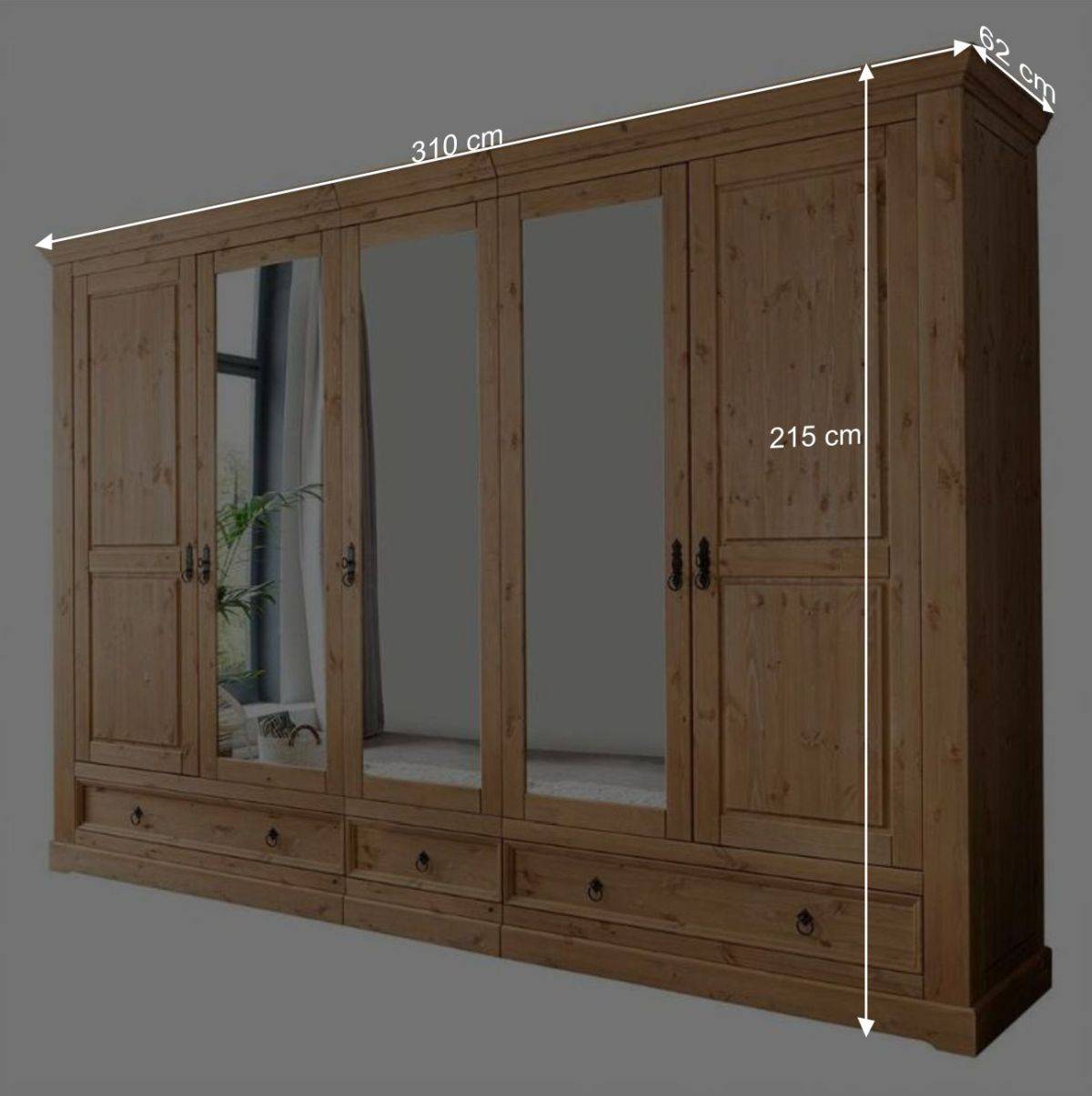 310x215x62 Massivholzschrank in Eichefarben - Voeca