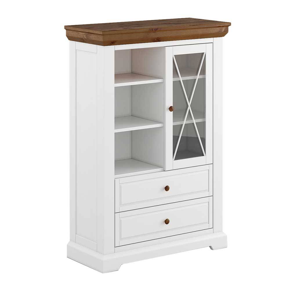 Landhaus Highboard aus Kiefer zweifarbig - Zalya