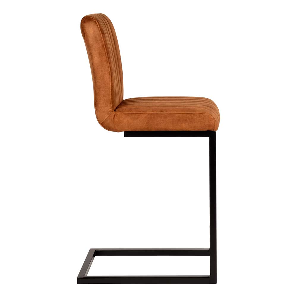 Moderner Barstuhl in Ocker Velours - Ciranzo (2er Set)