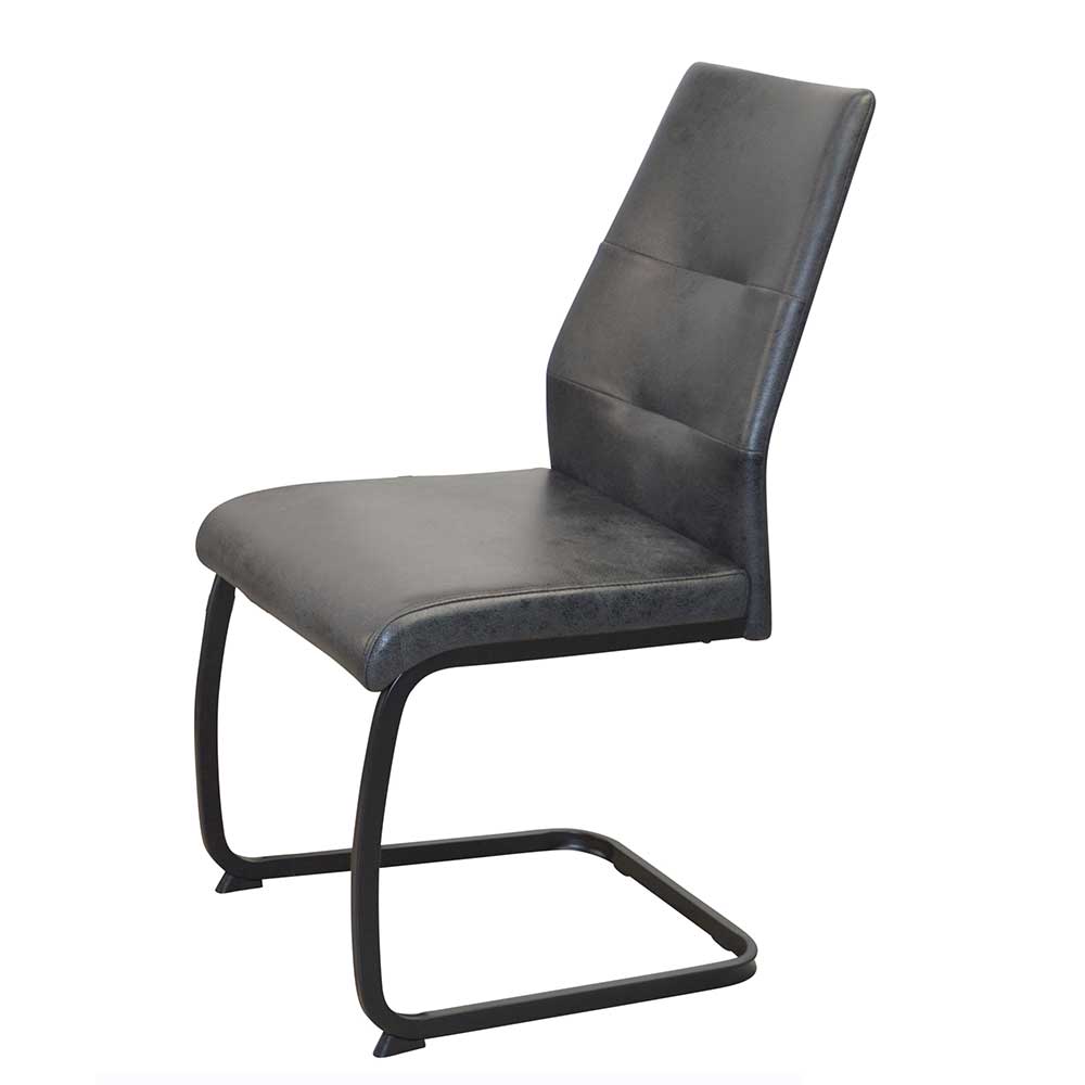 Microfaser Freischwinger in Anthrazit - Kaziro (4er Set)