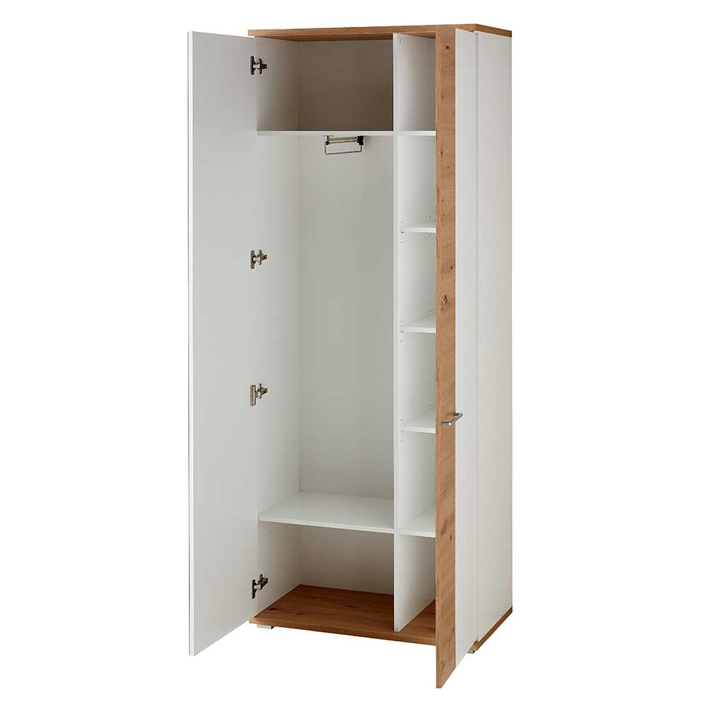 Kleiderschrank offen mit Einlegeböden und Kleiderstange – Symbrosia
