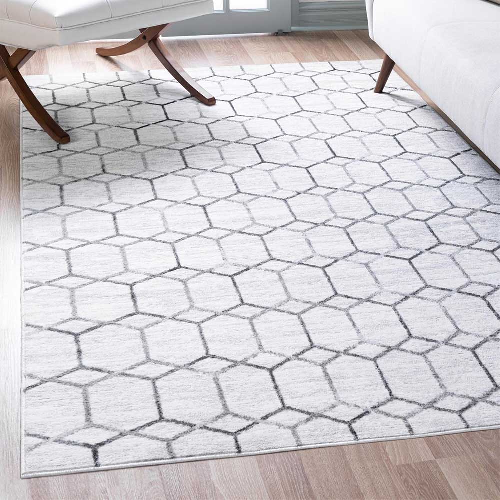 Moderner Designteppich in Creme und Grau - Mesmaria
