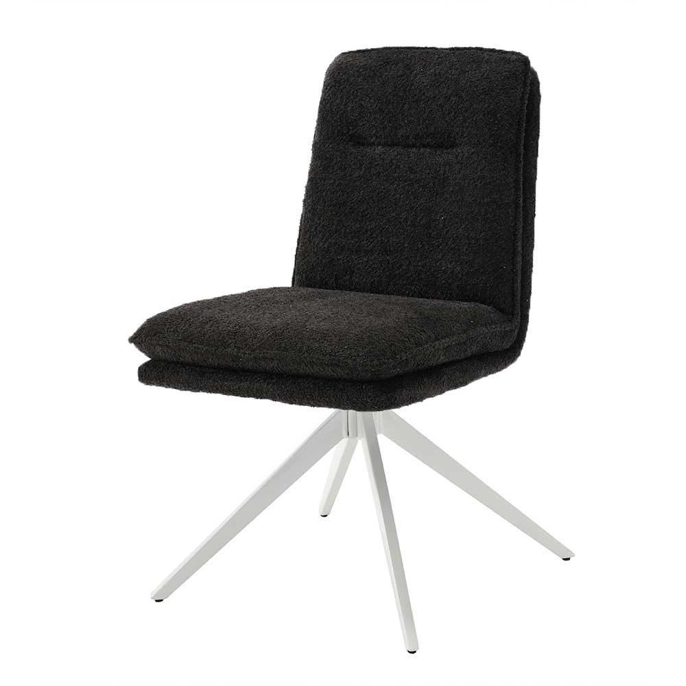Esszimmer Drehstuhl aus Boucle Anthrazit - Calarina (2er Set)