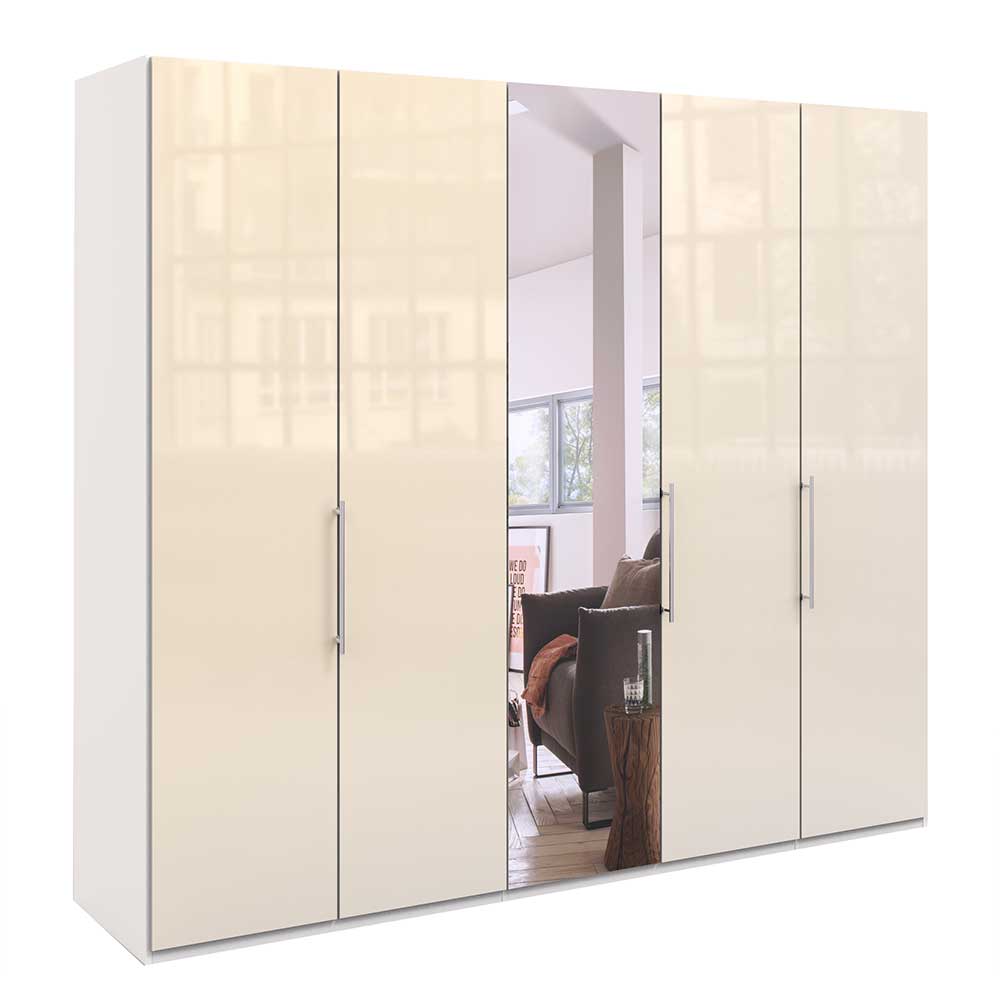 Schlafraum Schrank mit Falttüren Glas Creme - Zidarie