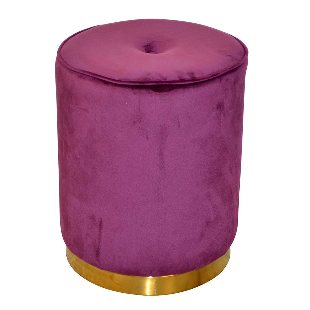 35x43x35 Runder Hocker in Bordeaux Samt - Marin