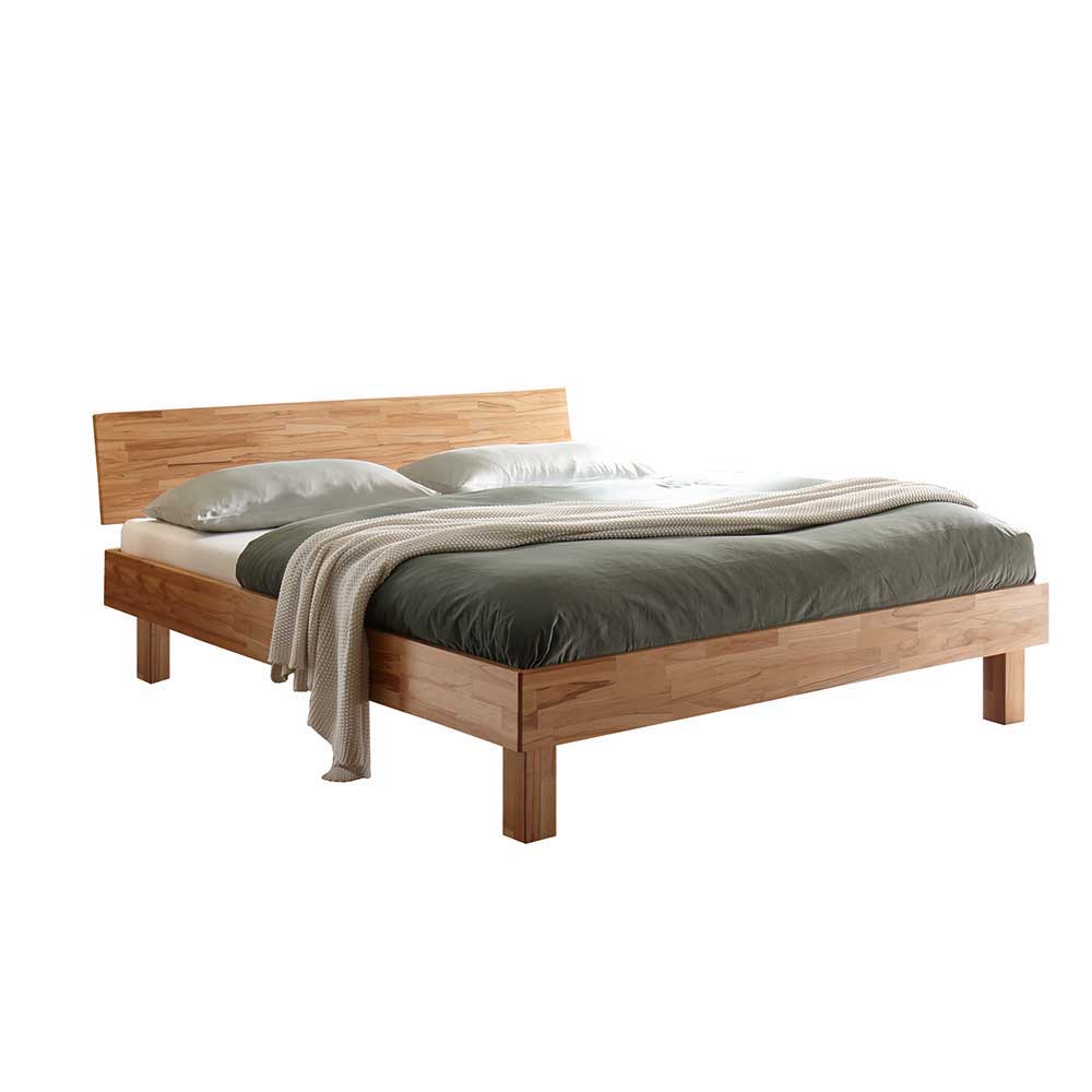 Modernes Doppelbett aus massivem Buchenholz mit geradlinigem Design – Obinsons