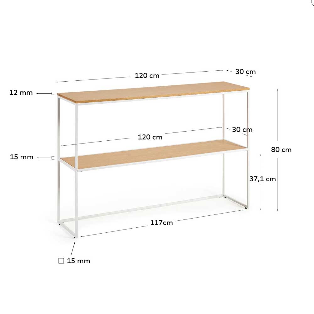 120x80x30 Regal Konsolentisch mit zwei Böden - Bosso