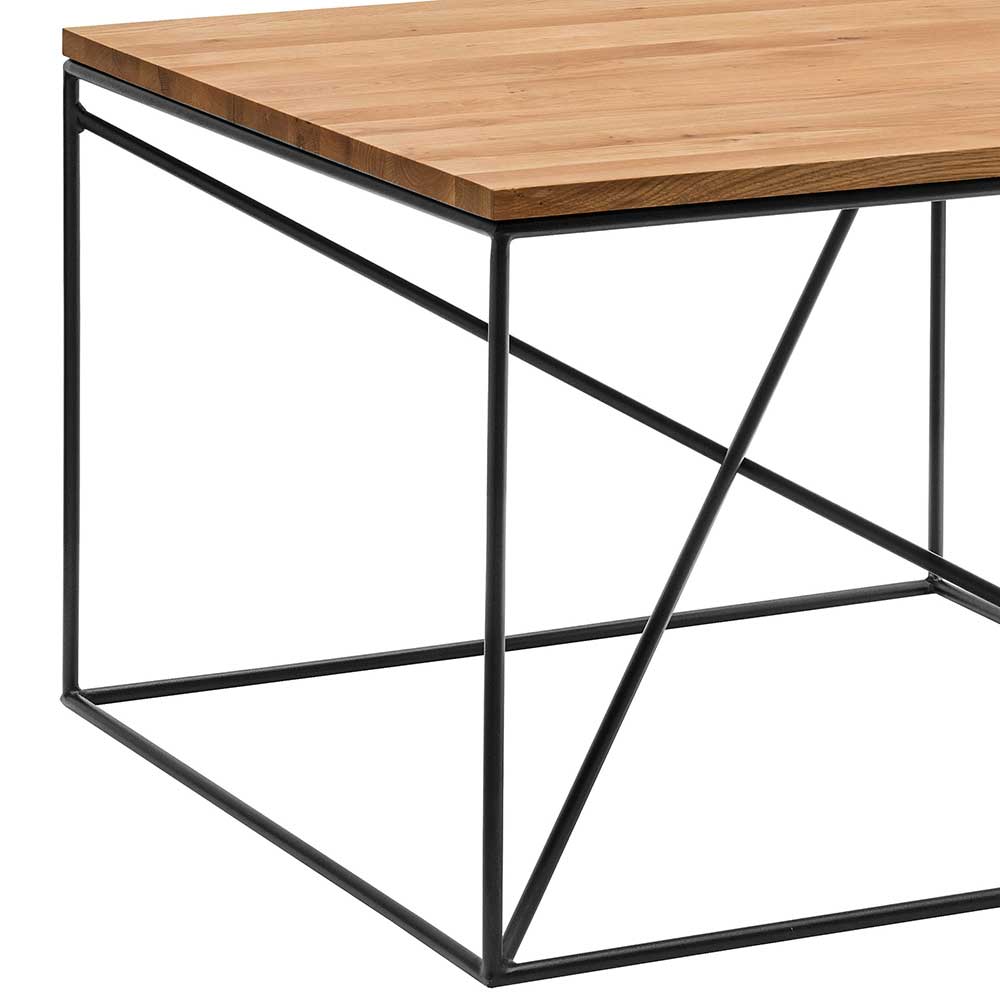 Asteiche Couchtisch mit Metall-Gestell - Sanfradia