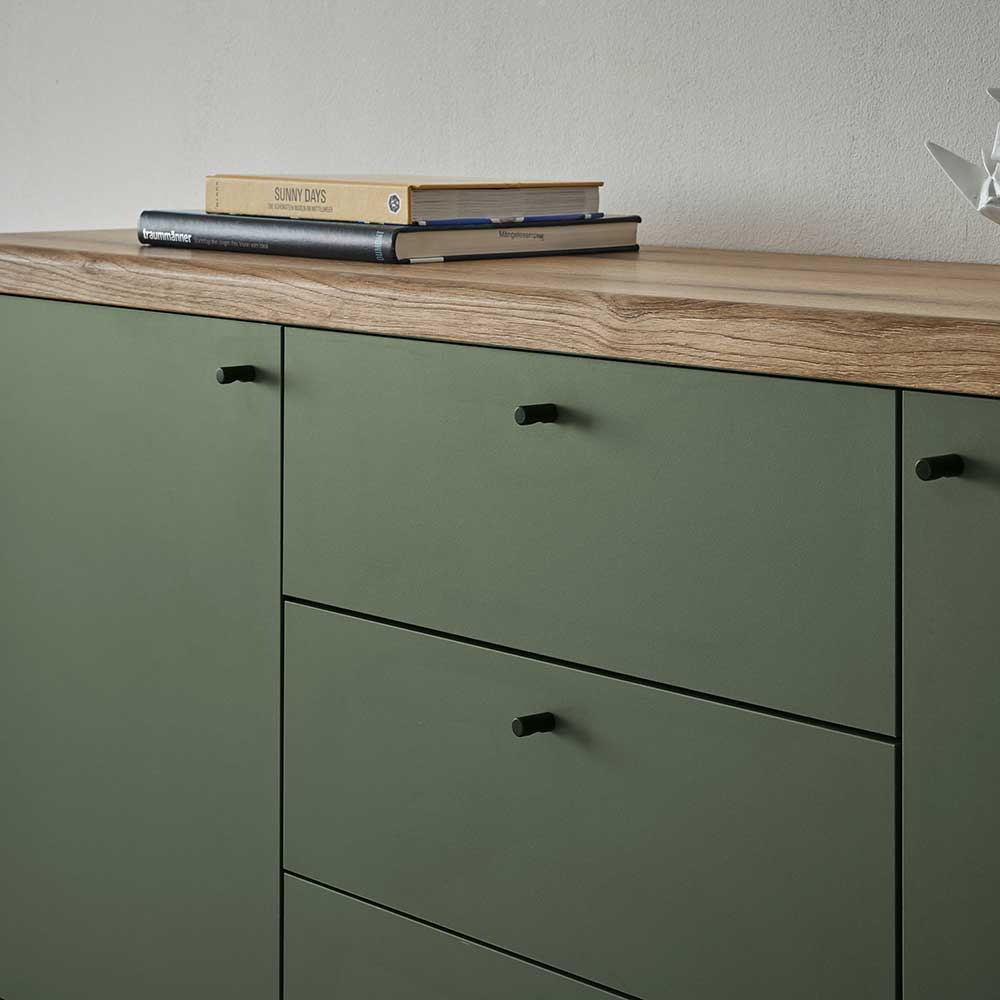 Sideboard in Graugrün & Wildeiche - Oliva