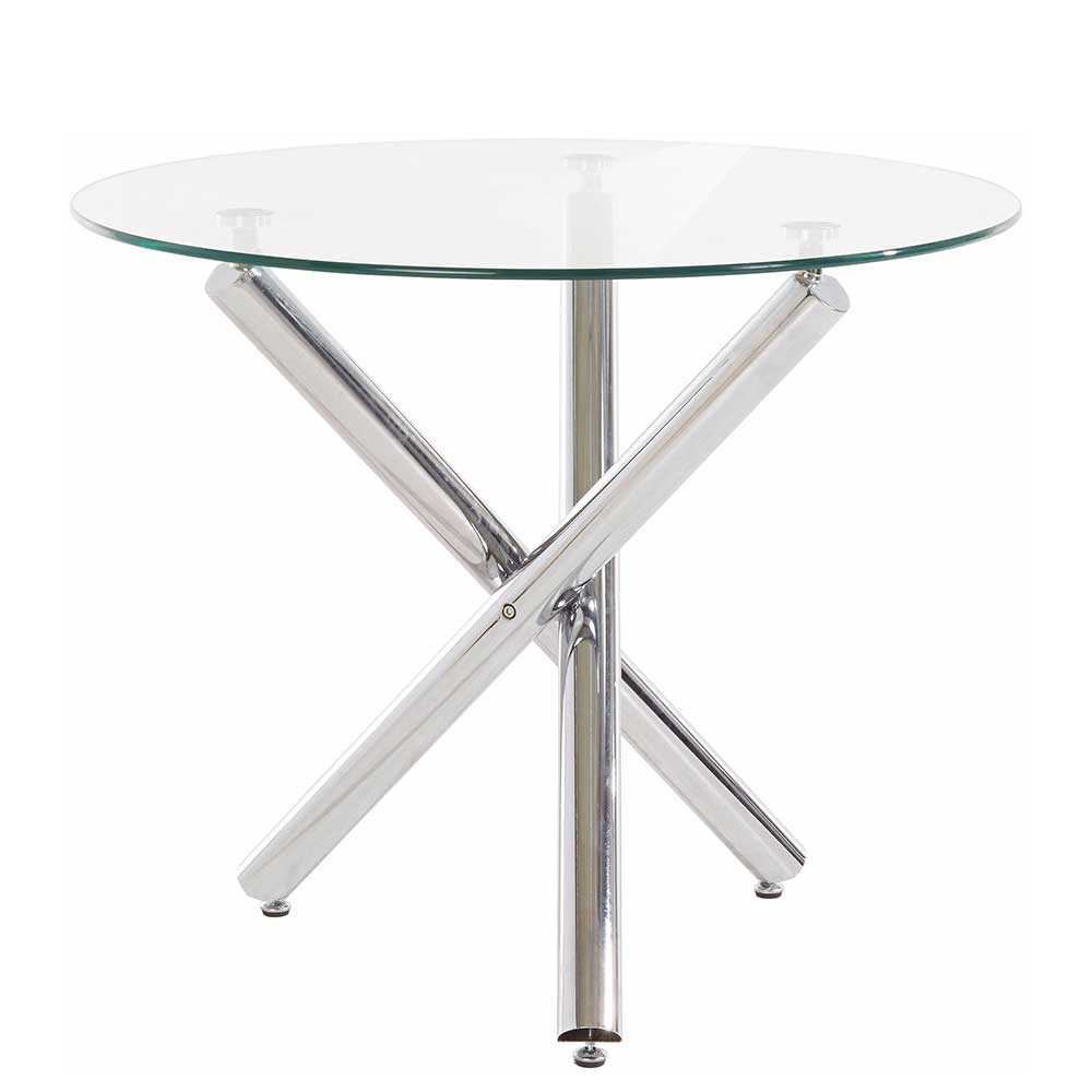 Kleiner Designer Glastisch mit Chrom Mikado Gestell - Singing