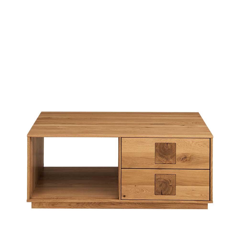 Wildeiche Couchtisch mit Stauraum - Millena