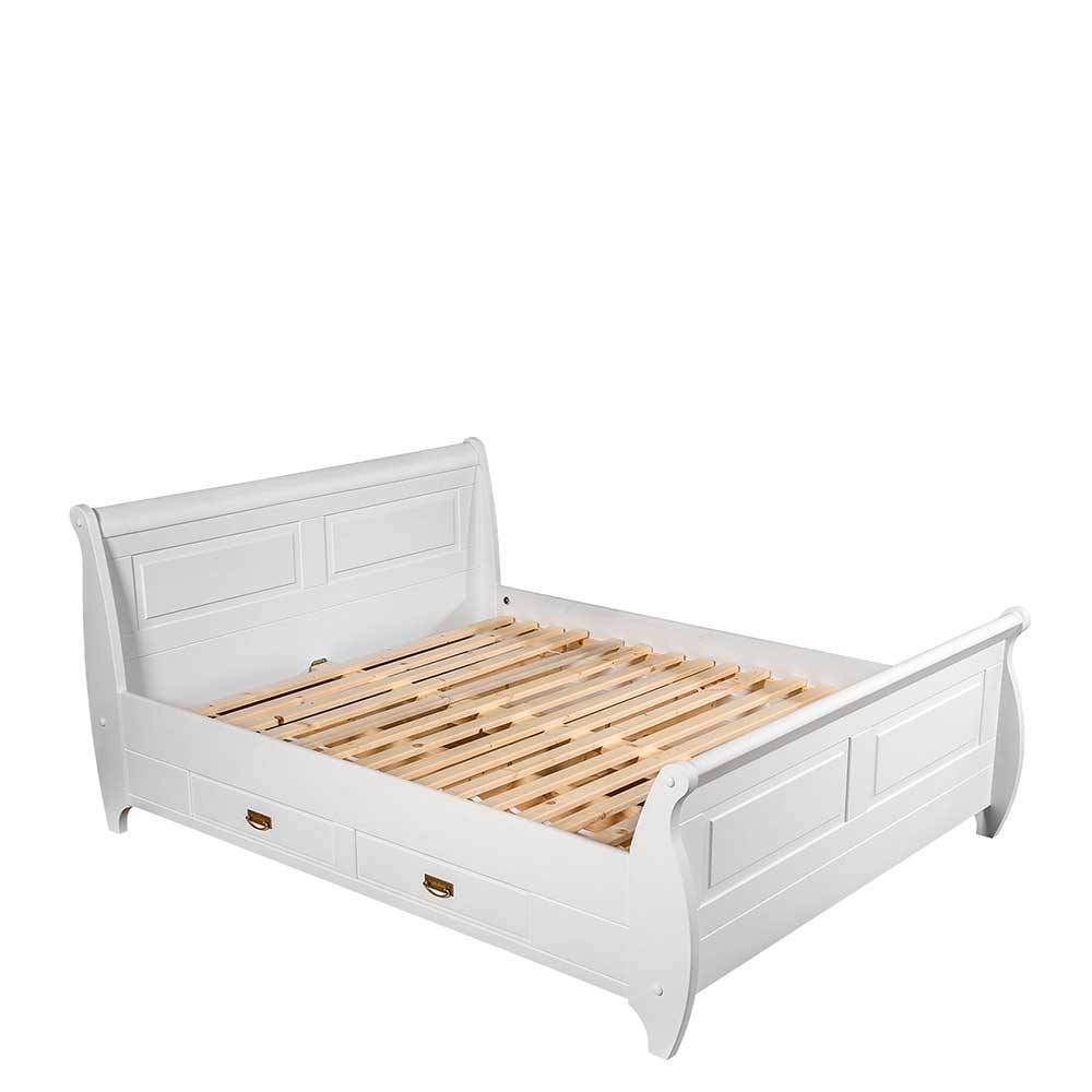 Weißes Landhausbett mit Schubladen - Presto