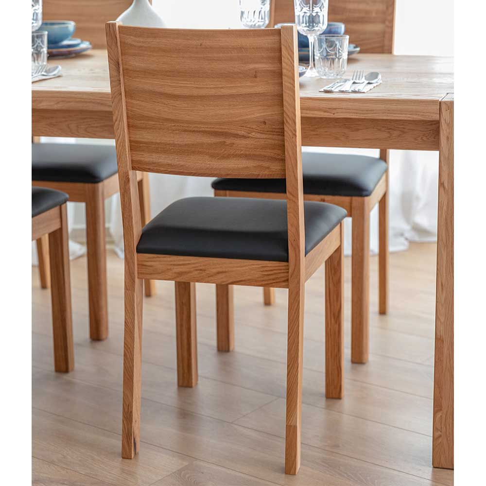 Massivholzstuhl aus Wildeiche mit Kunstleder Sitz - Flair