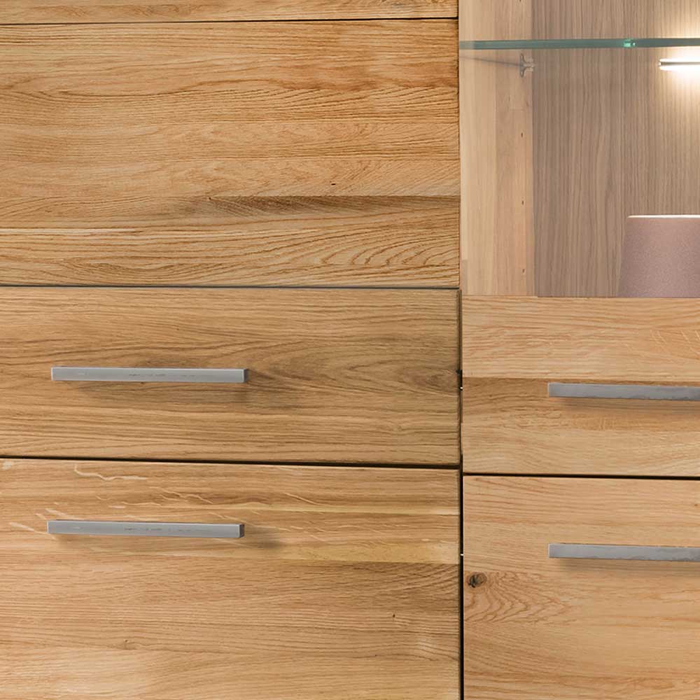 Wohnzimmer Massivholzschrank mit Glas Einsatz - Loitons