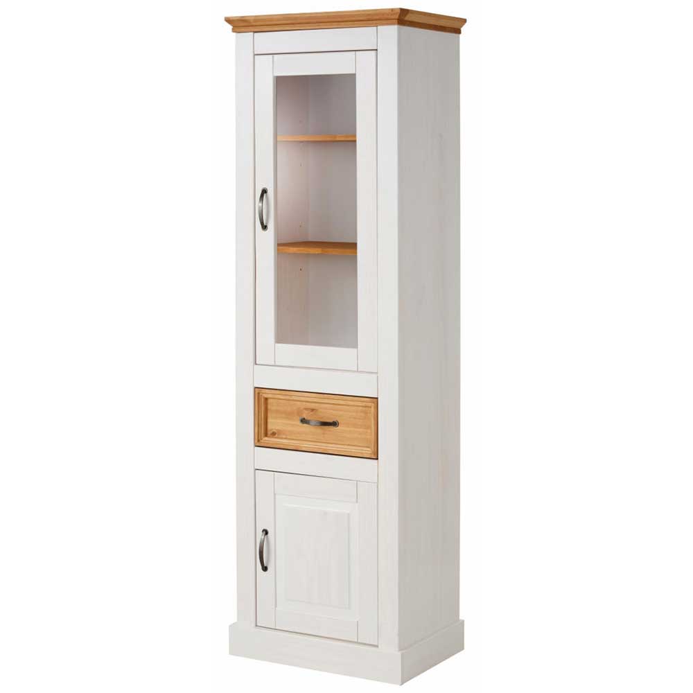 55x180x38 Vitrinenschrank im Landhaus Look - Alexandra