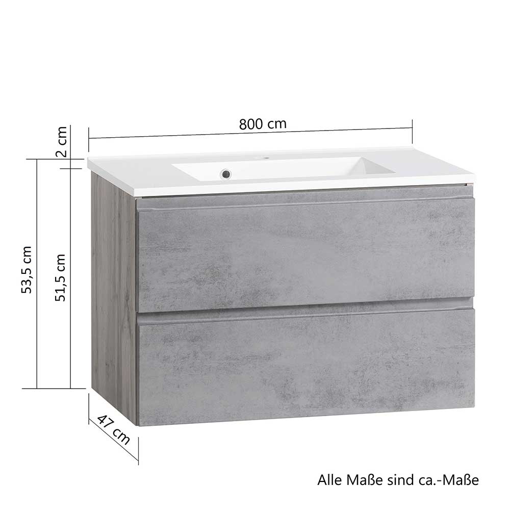 Waschtisch in mattem Grau & Wildeiche - Jambi