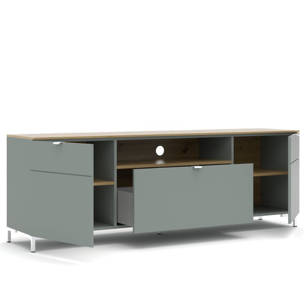 TV Sideboard in Graugrün und Wildeiche Optik - Anthros