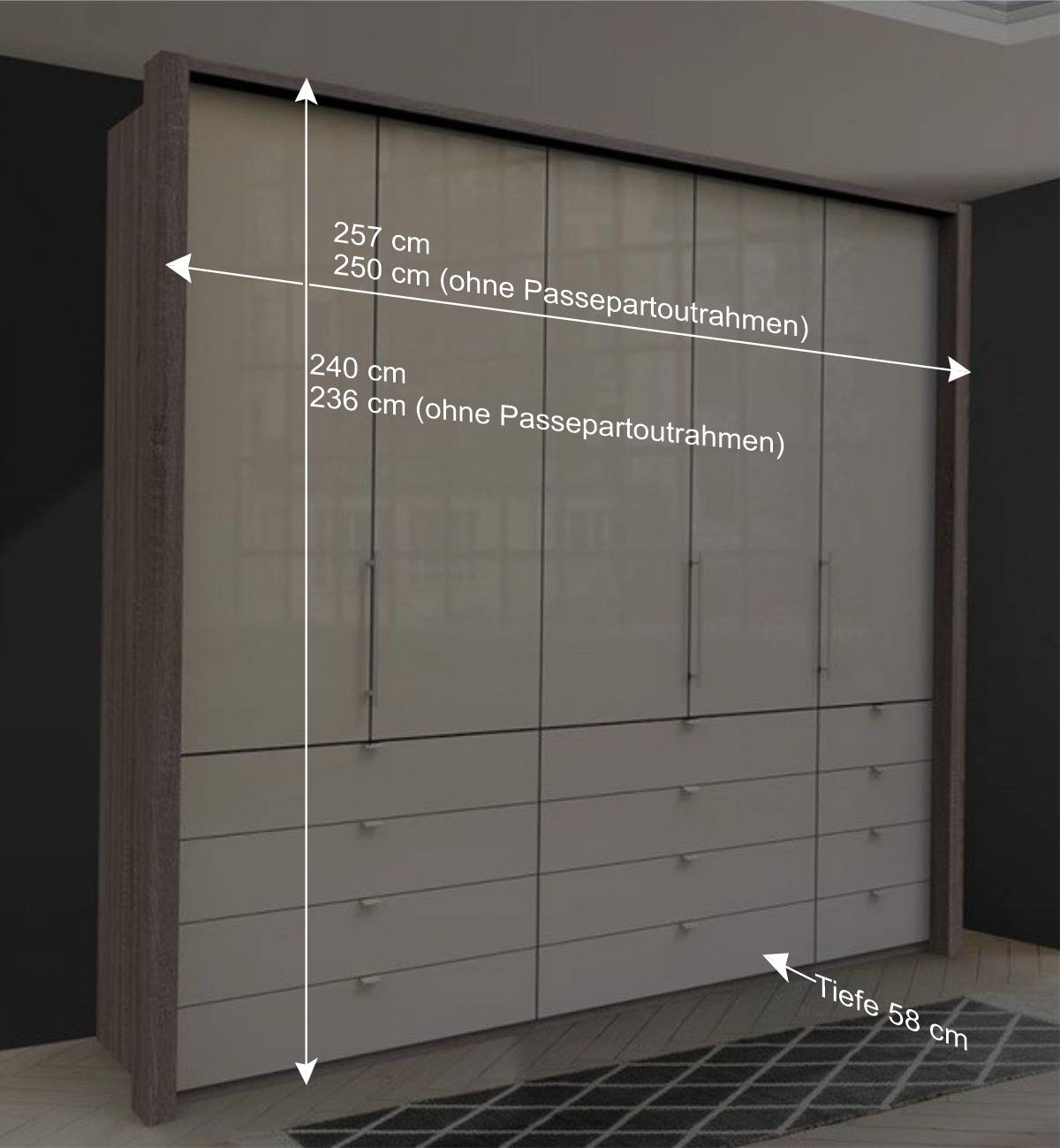 Hoher Schlafzimmer-Kleiderschrank mit zwölf Schubladen - Lavista