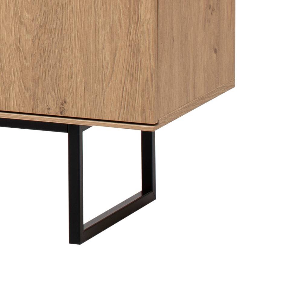 Detail der schwarzen Metallfüße des Sideboards in Eiche Stone Optik – Jaskin