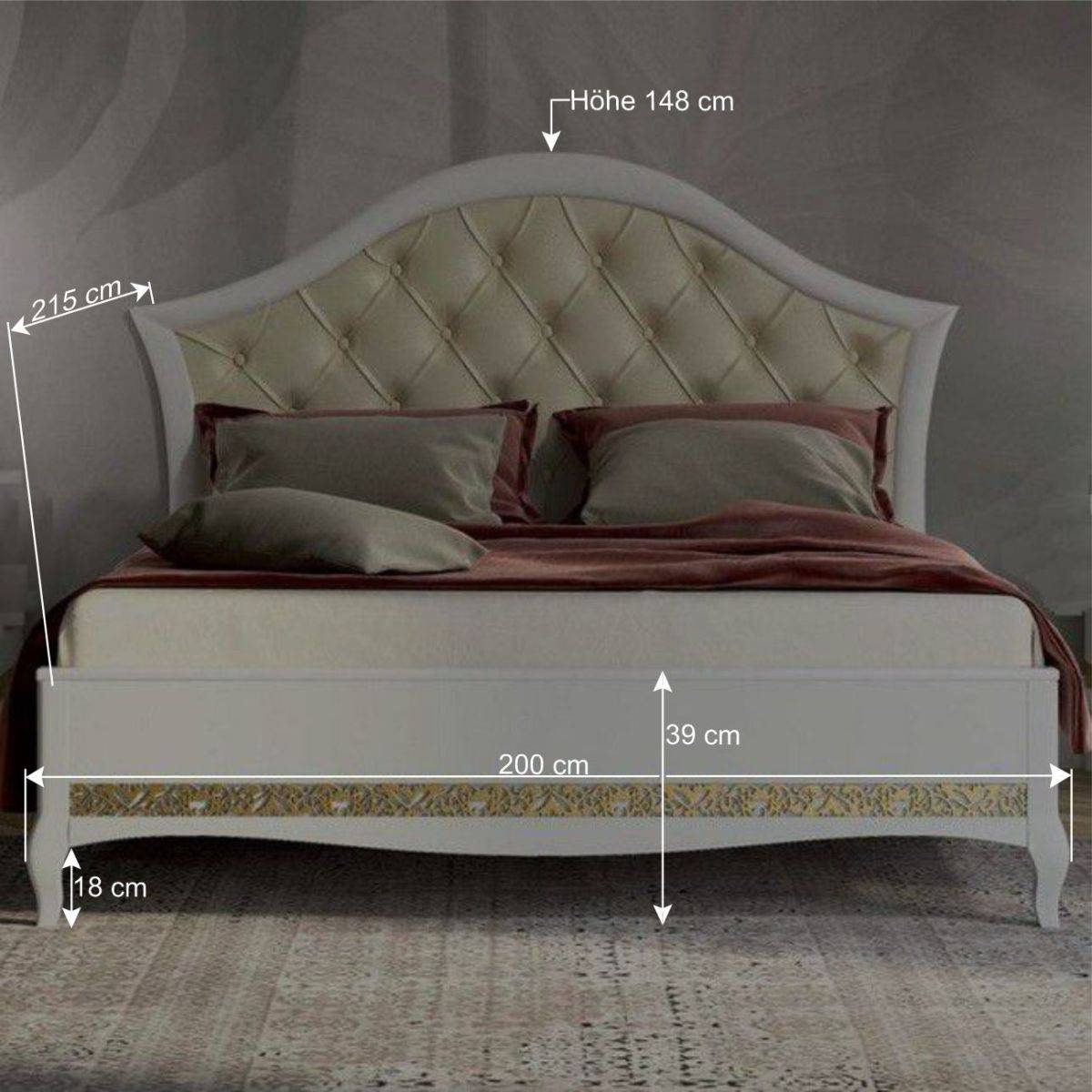 Barock Design Bett & Nachtkommoden - Valganios (dreiteilig)