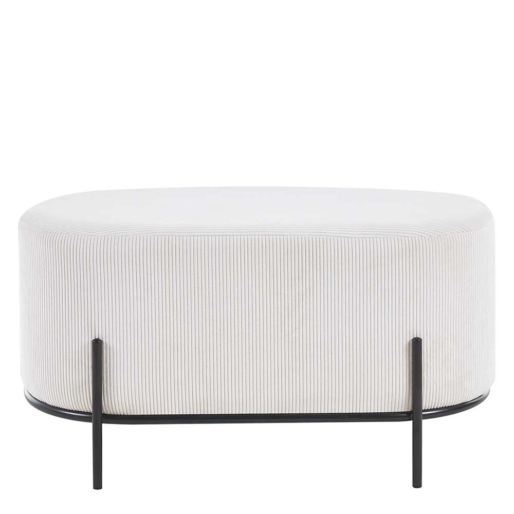 Ovaler Cord Hocker in Beige - Eglesio
